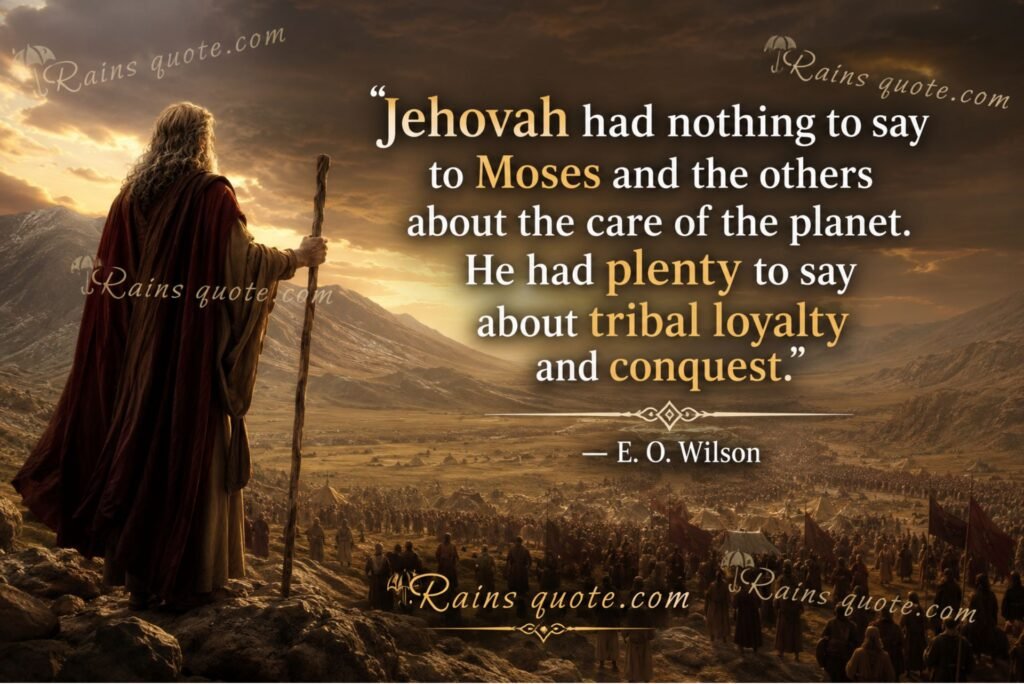 “Jehovah had nothing to say to Moses and the others about the care of the planet. He had plenty to say about tribal loyalty and conquest.”