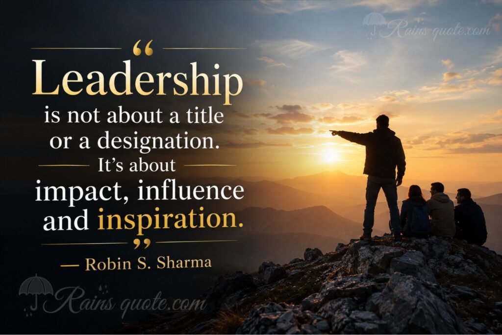 “Leadership is not about a title or a designation. It's about impact, influence and inspiration.”