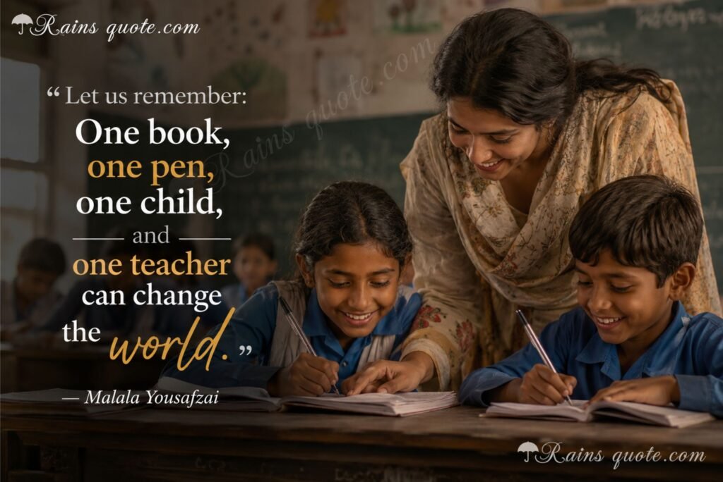 “Let us remember: One book, one pen, one child, and one teacher can change the world.”
