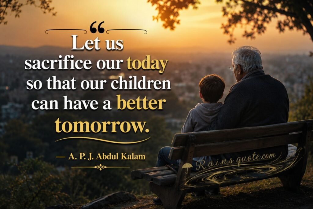 “Let us sacrifice our today so that our children can have a better tomorrow.”