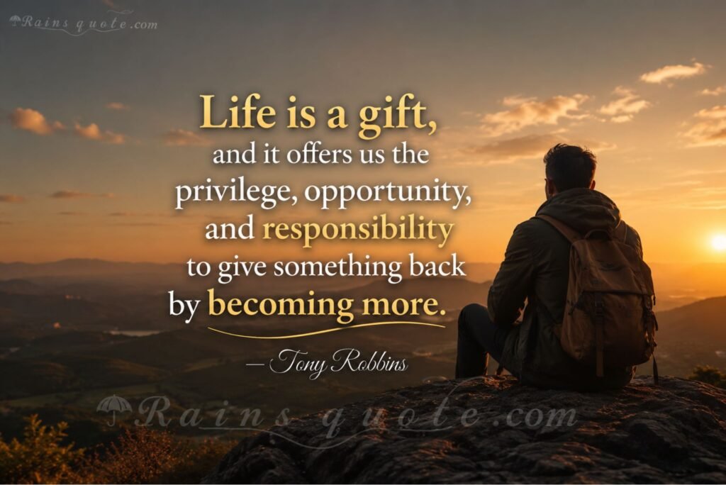 “Life is a gift, and it offers us the privilege, opportunity, and responsibility to give something back by becoming more.”