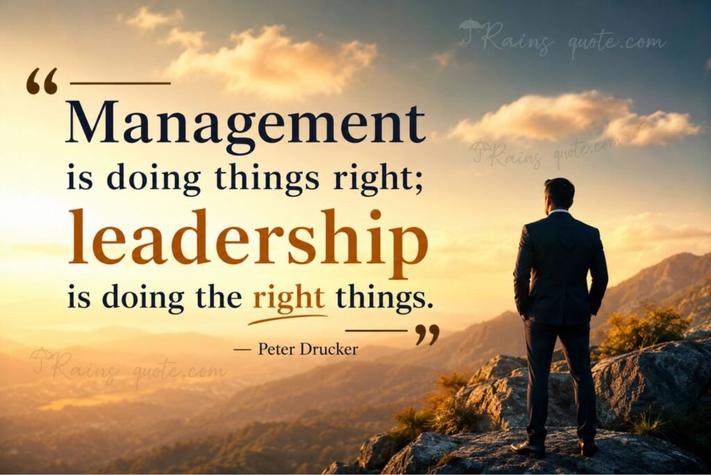 “Management is doing things right; leadership is doing the right things.”