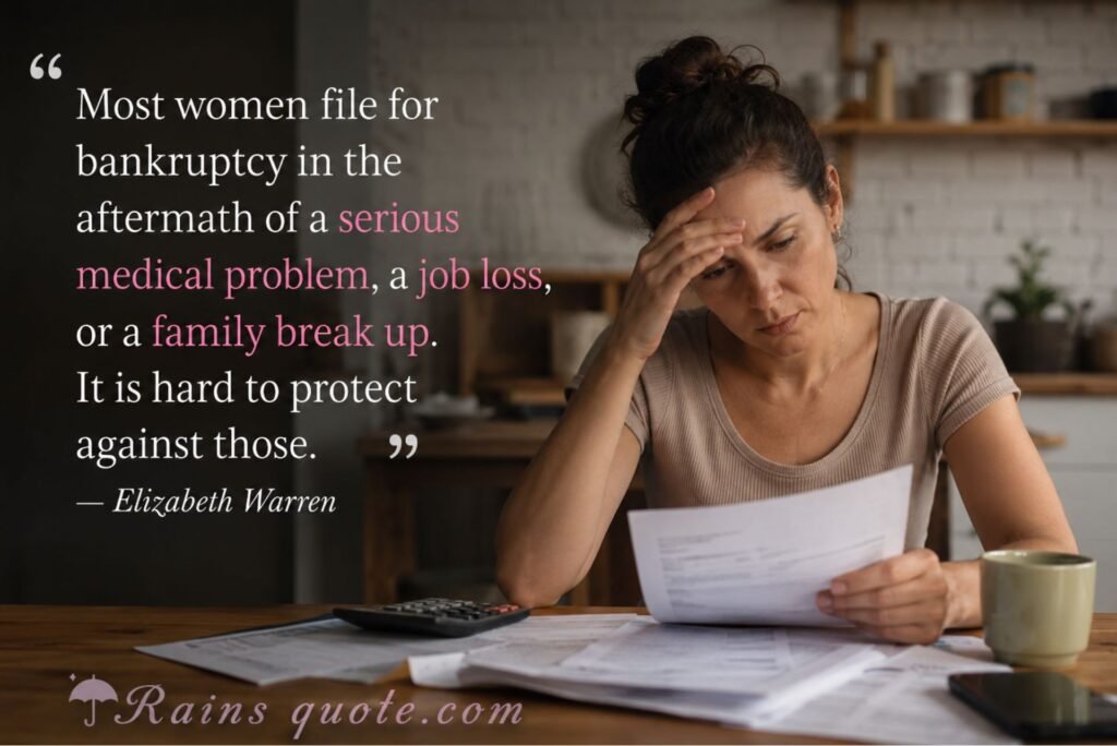 “Most women file for bankruptcy in the aftermath of a serious medical problem, a job loss, or a family break up. It is hard to protect against those.”