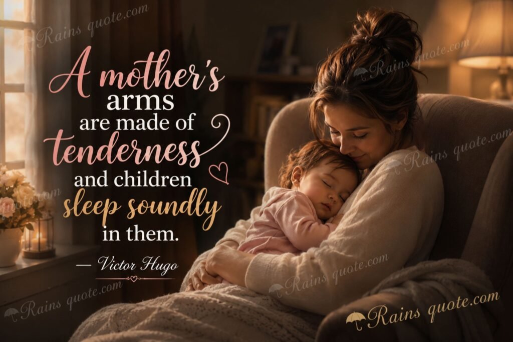 “A mother's arms are made of tenderness and children sleep soundly in them.”
