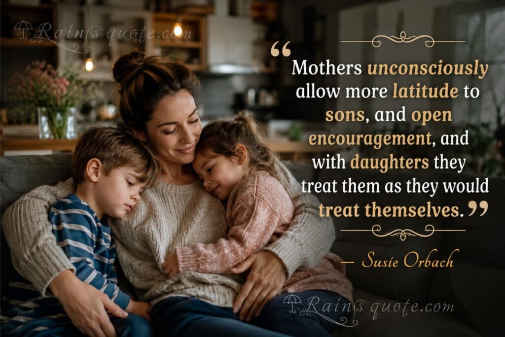 “Mothers unconsciously allow more latitude to sons, and open encouragement, and with daughters they treat them as they would treat themselves.”
