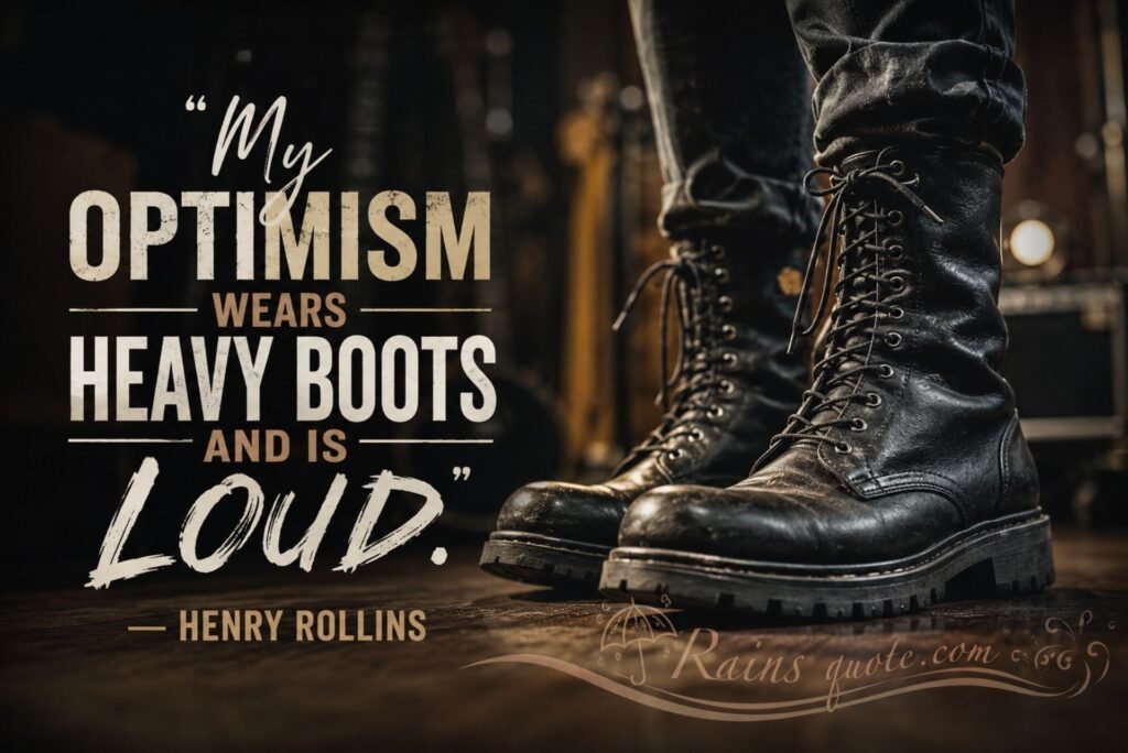 “My optimism wears heavy boots and is loud.”