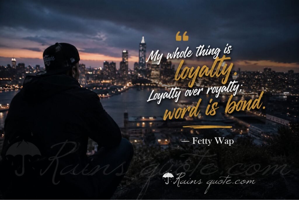 “My whole thing is loyalty. Loyalty over royalty; word is bond.”