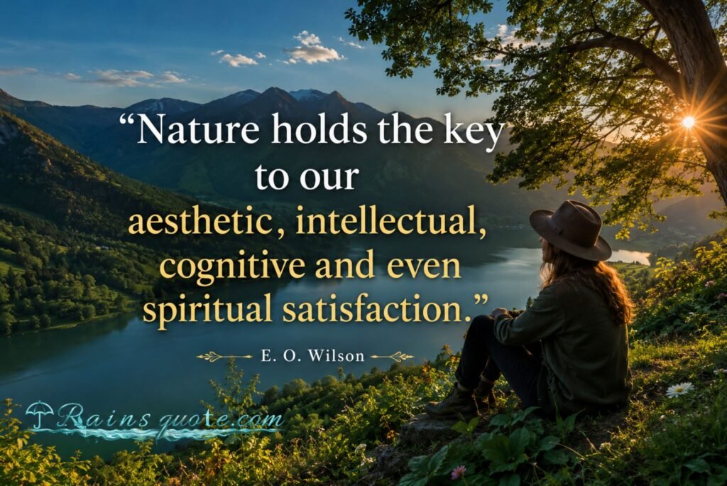 "Nature holds the key to our aesthetic, intellectual, cognitive and even spiritual satisfaction."
