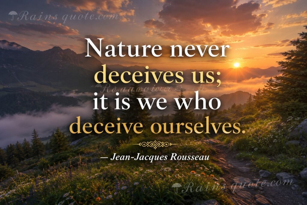 "Nature never deceives us; it is we who deceive ourselves."