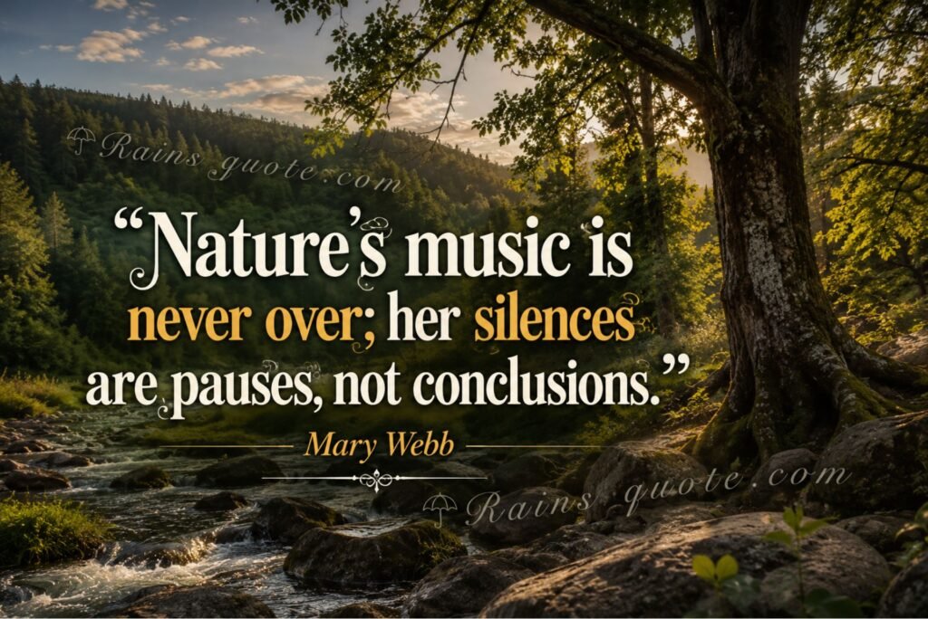 "Nature's music is never over; her silences are pauses, not conclusions."