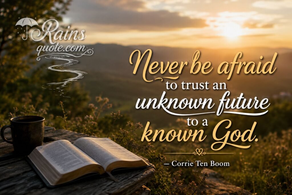  “Never be afraid to trust an unknown future to a known God.”