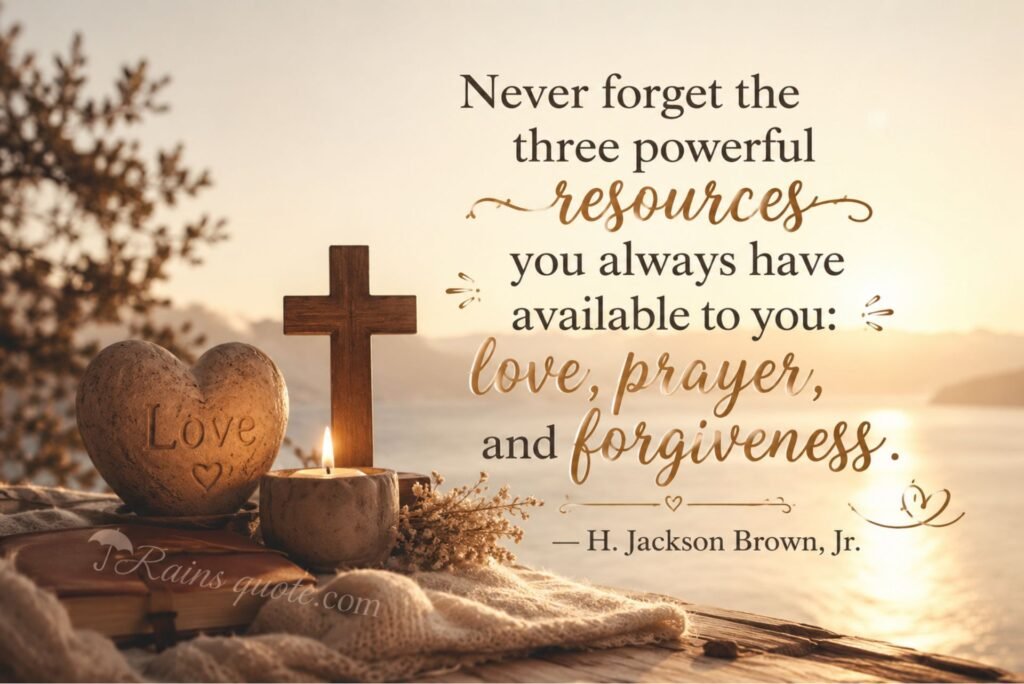 “Never forget the three powerful resources you always have available to you: love, prayer, and forgiveness.”