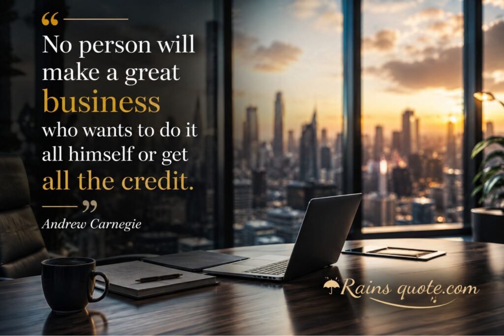 “No person will make a great business who wants to do it all himself or get all the credit.”