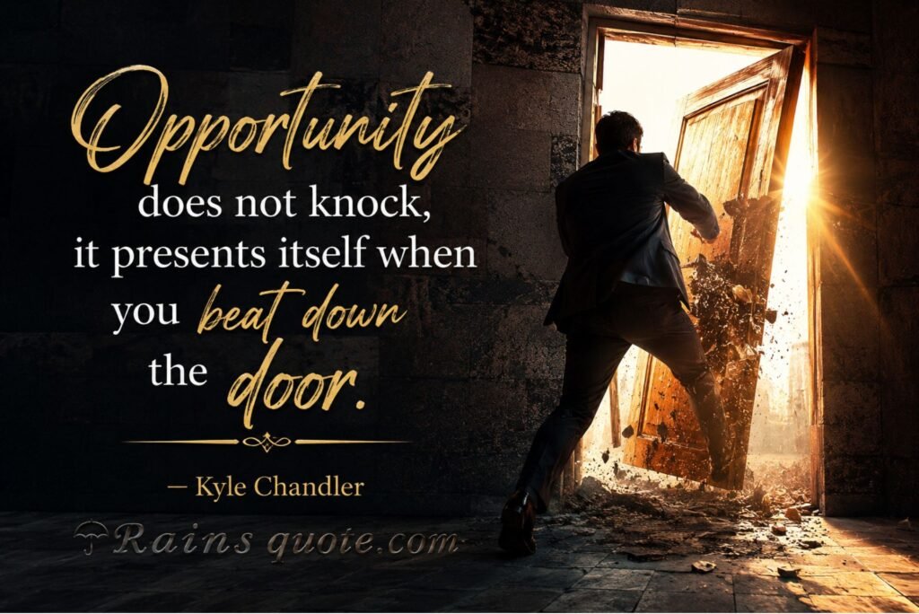 “Opportunity does not knock, it presents itself when you beat down the door.”