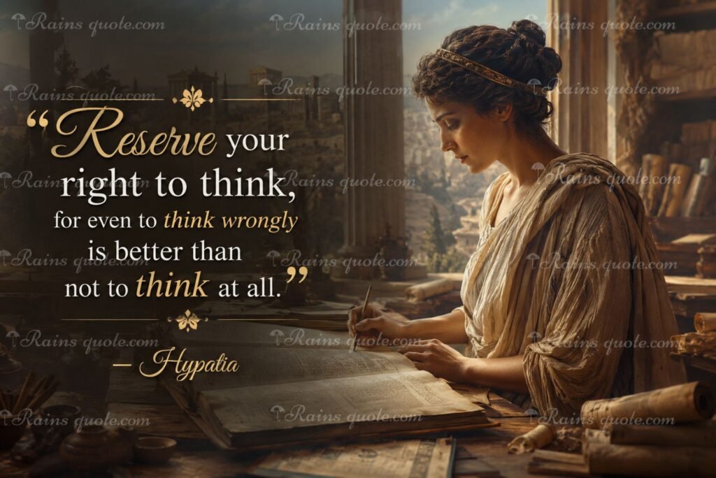 “Reserve your right to think, for even to think wrongly is better than not to think at all.”