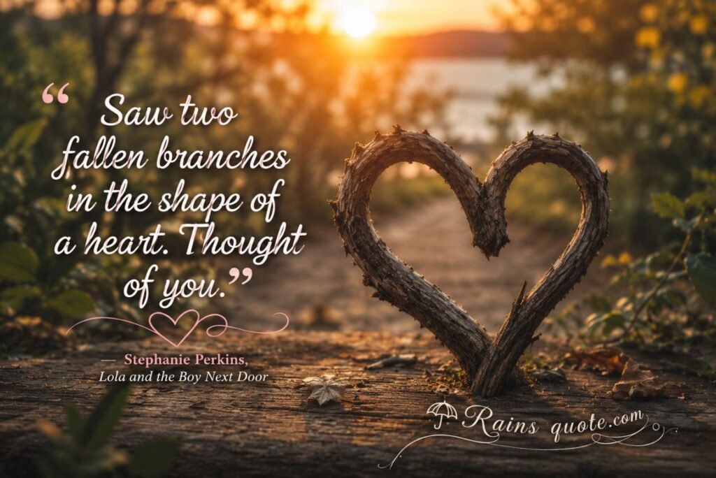 “Saw two fallen branches in the shape of a heart. Thought of you.”