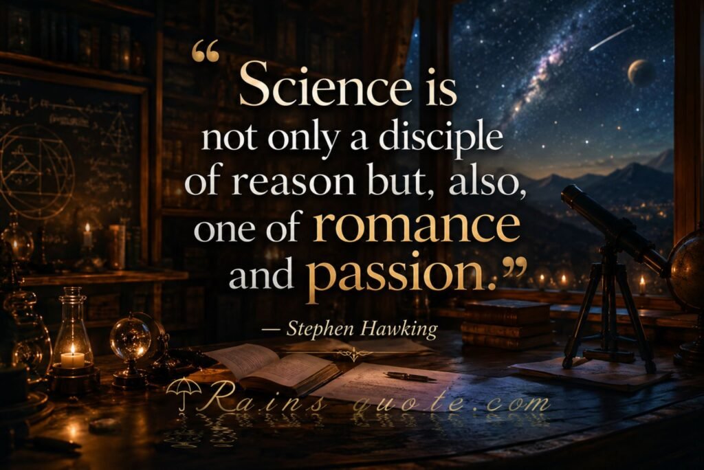 “Science is not only a disciple of reason but, also, one of romance and passion.”