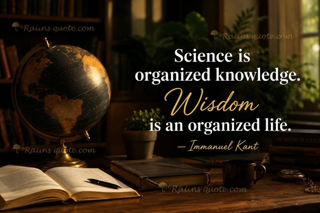 “Science is organized knowledge. Wisdom is an organized life.”