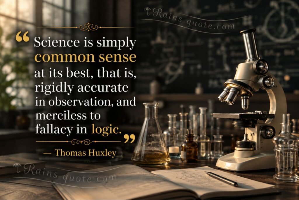 “Science is simply common sense at its best, that is, rigidly accurate in observation, and merciless to fallacy in logic.”
