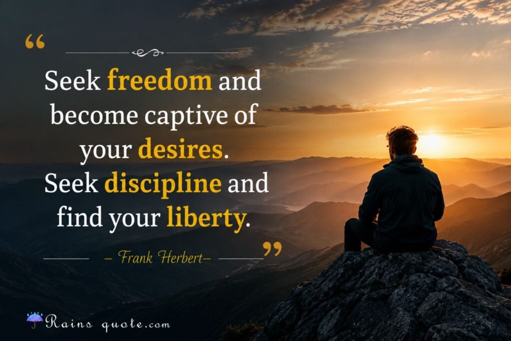 “Seek freedom and become captive of your desires. Seek discipline and find your liberty.”