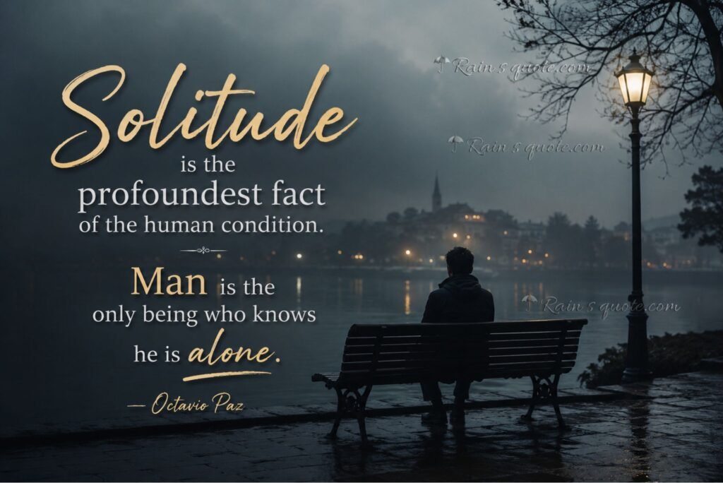 “Solitude is the profoundest fact of the human condition. Man is the only being who knows he is alone.”