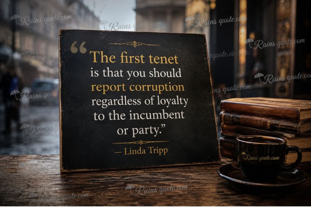 “The first tenet is that you should report corruption regardless of loyalty to the incumbent or party.”