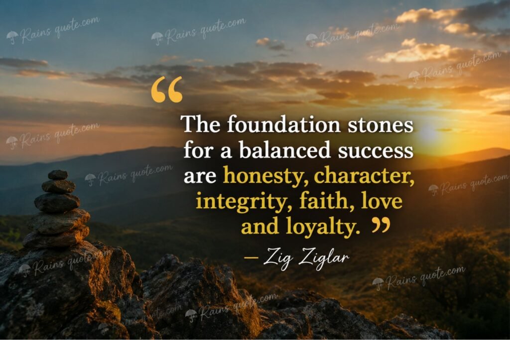 “The foundation stones for a balanced success are honesty, character, integrity, faith, love and loyalty.”