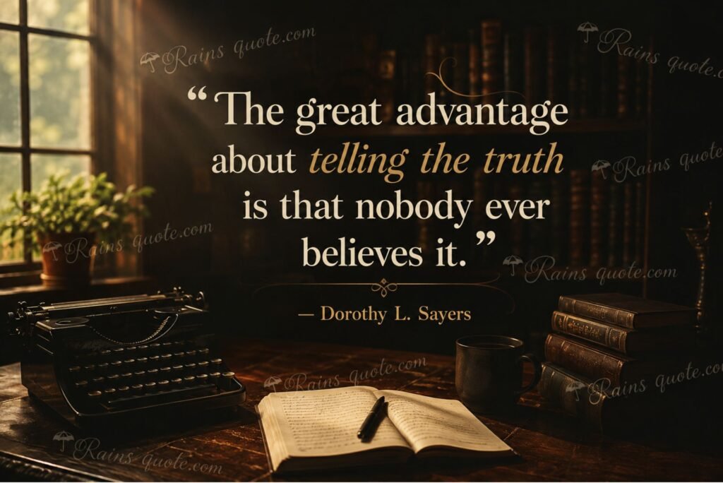 “The great advantage about telling the truth is that nobody ever believes it.”