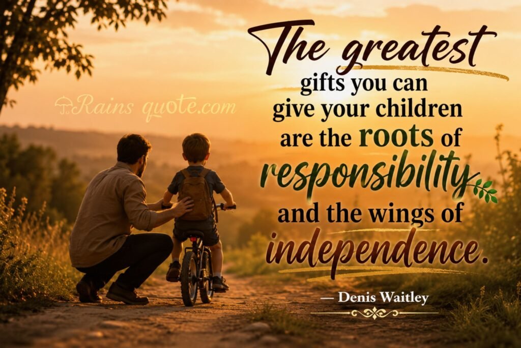 “The greatest gifts you can give your children are the roots of responsibility and the wings of independence.”