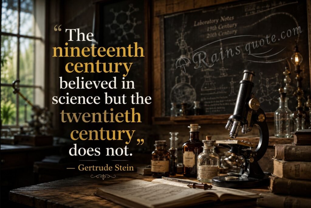 “The nineteenth century believed in science but the twentieth century does not.”