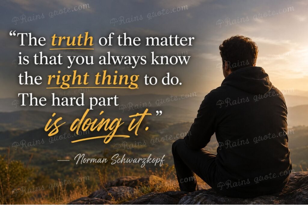  “The truth of the matter is that you always know the right thing to do. The hard part is doing it.”
