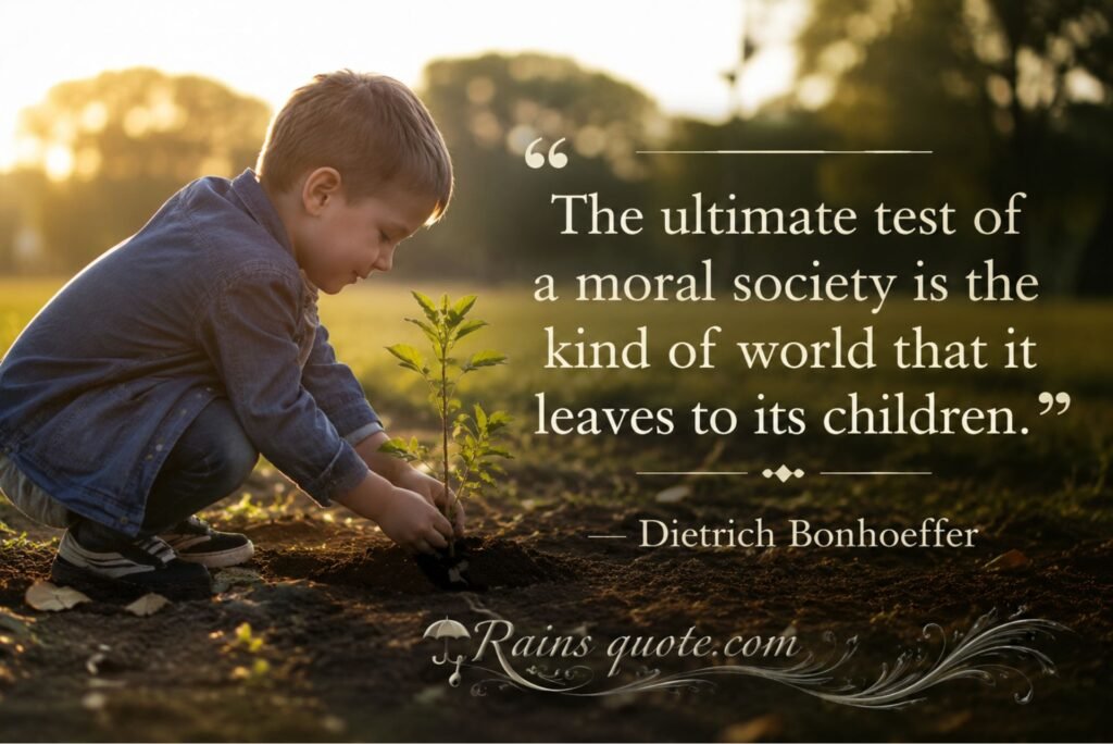 “The ultimate test of a moral society is the kind of world that it leaves to its children.”
