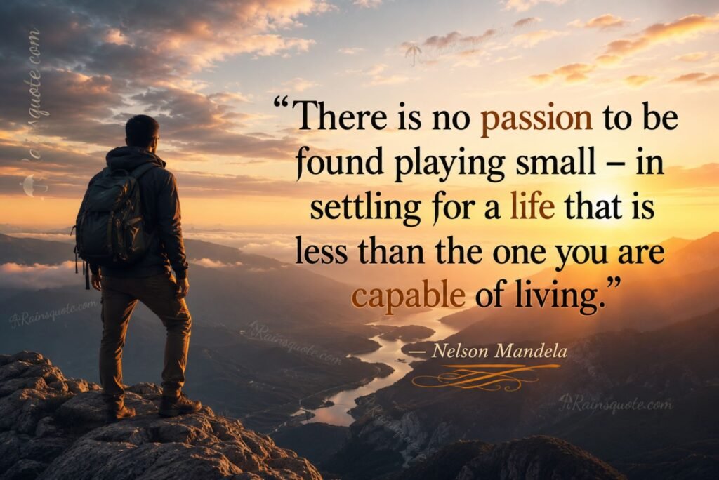 “There is no passion to be found playing small - in settling for a life that is less than the one you are capable of living.”