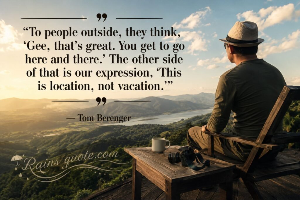 “To people outside, they think, ‘Gee, that's great. You get to go here and there.’ The other side of that is our expression, ‘This is location, not vacation.’”