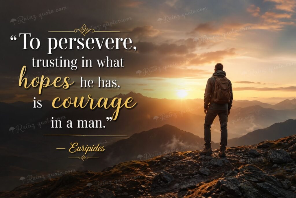“To persevere, trusting in what hopes he has, is courage in a man.”