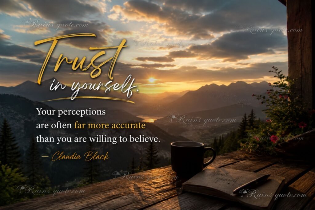 “Trust in yourself. Your perceptions are often far more accurate than you are willing to believe.”