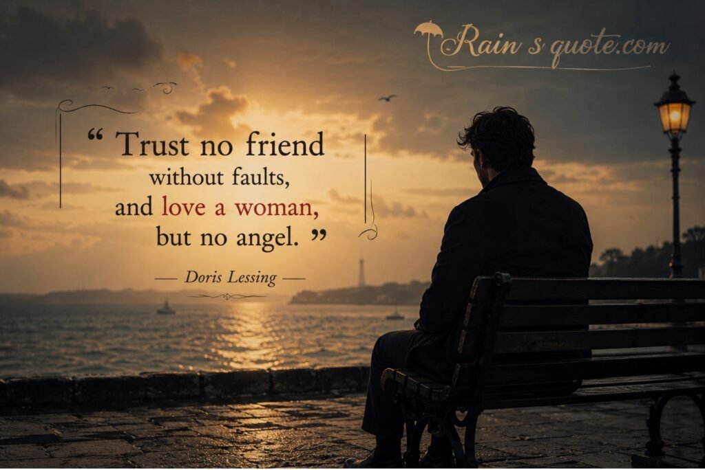 “Trust no friend without faults, and love a woman, but no angel.”