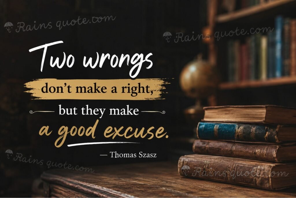 “Two wrongs don't make a right, but they make a good excuse.”