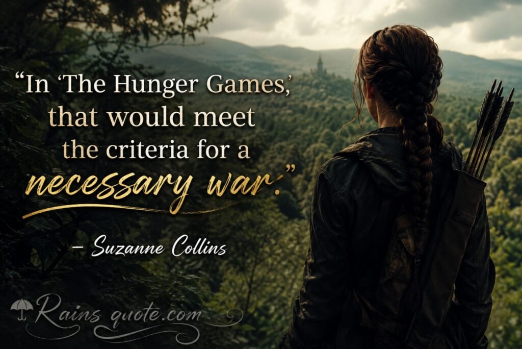 “In 'The Hunger Games,' that would meet the criteria for a necessary war.”
