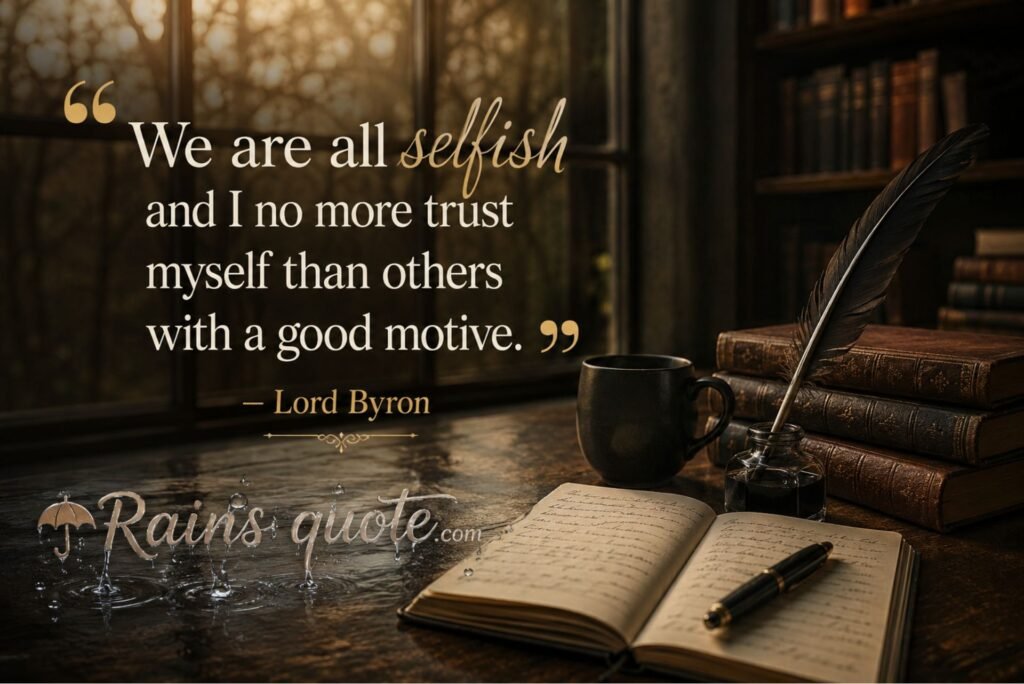 “We are all selfish and I no more trust myself than others with a good motive.”