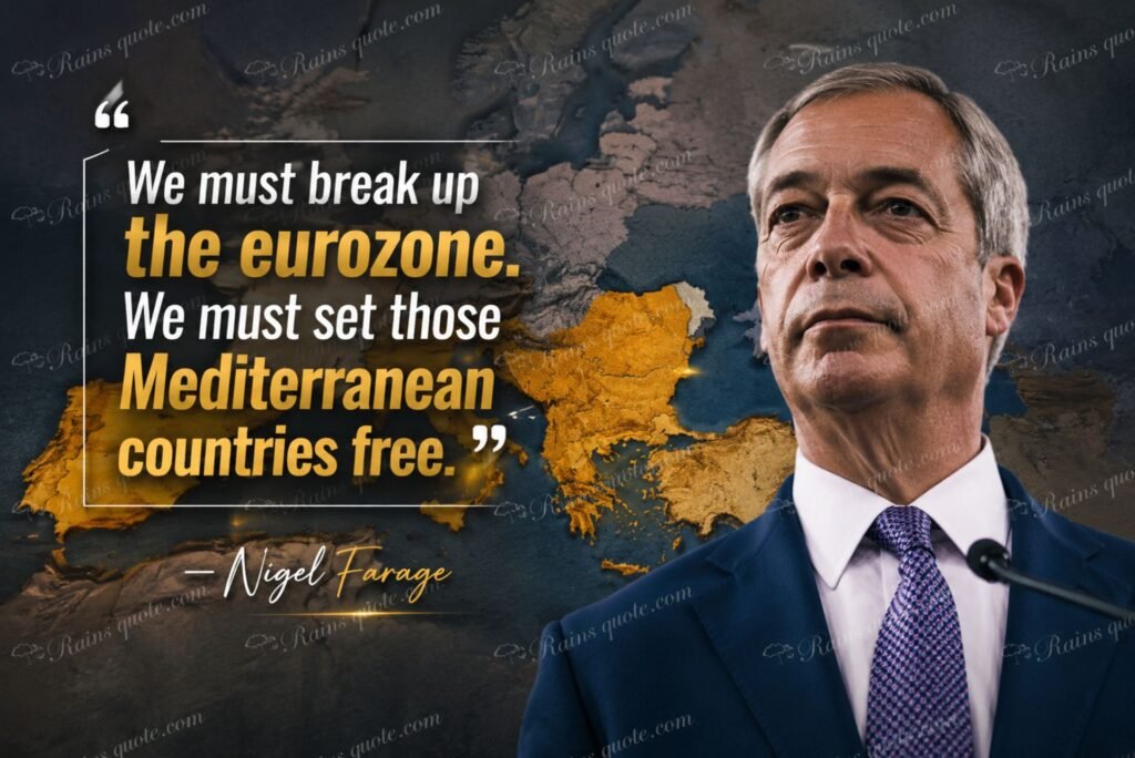 “We must break up the eurozone. We must set those Mediterranean countries free.”