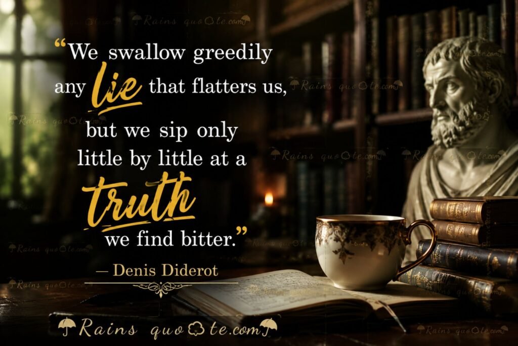 “We swallow greedily any lie that flatters us, but we sip only little by little at a truth we find bitter.”