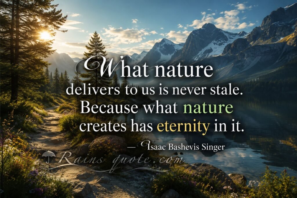 "What nature delivers to us is never stale. Because what nature creates has eternity in it."