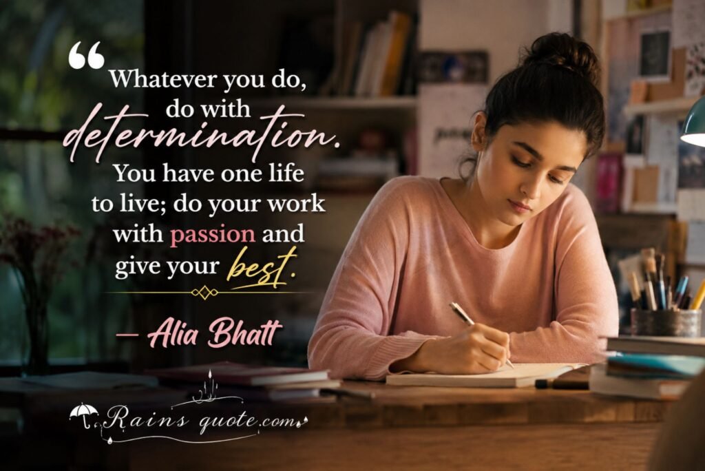 “Whatever you do, do with determination. You have one life to live; do your work with passion and give your best.”
