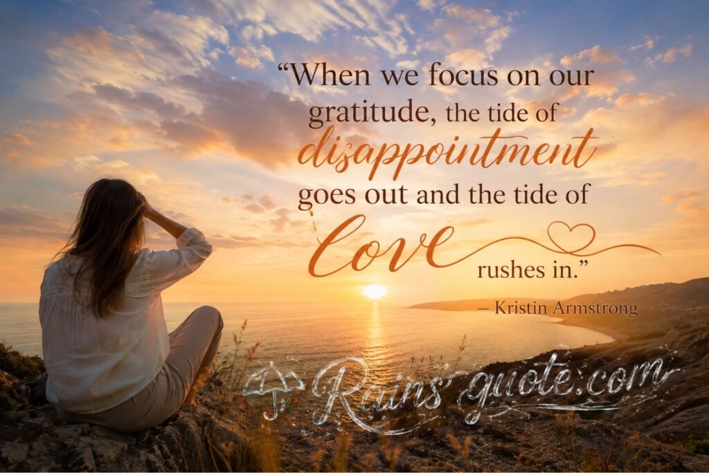 “When we focus on our gratitude, the tide of disappointment goes out and the tide of love rushes in.”