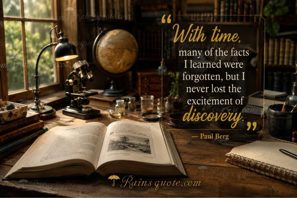 “With time, many of the facts I learned were forgotten, but I never lost the excitement of discovery.”
