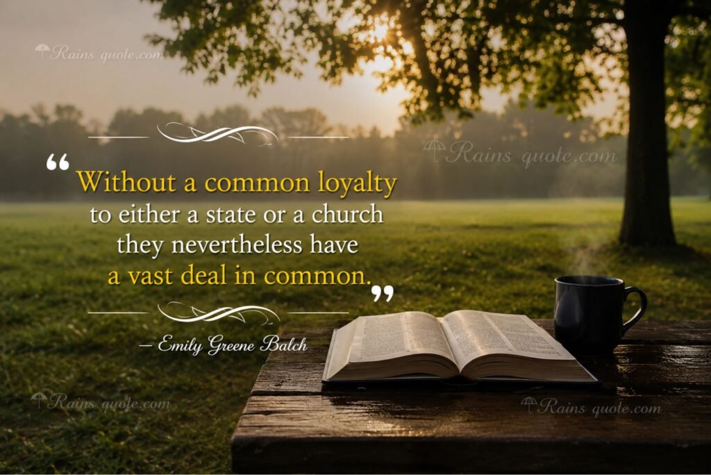 “Without a common loyalty to either a state or a church they nevertheless have a vast deal in common.”