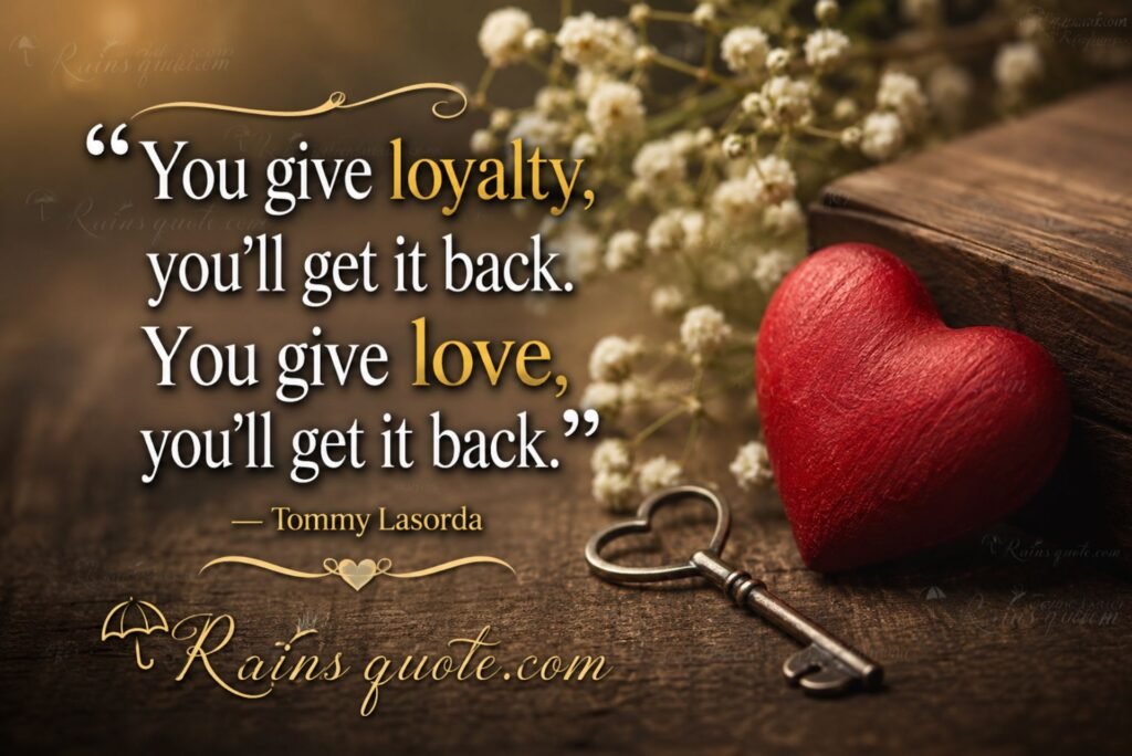 “You give loyalty, you'll get it back. You give love, you'll get it back.”
