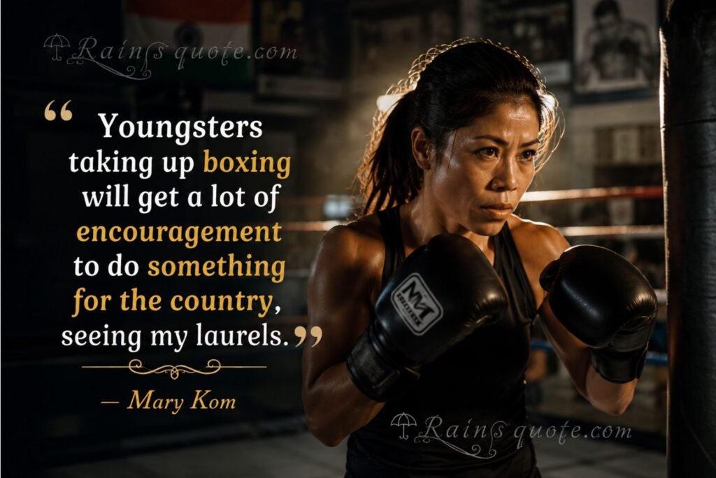 “Youngsters taking up boxing will get a lot of encouragement to do something for the country, seeing my laurels.”