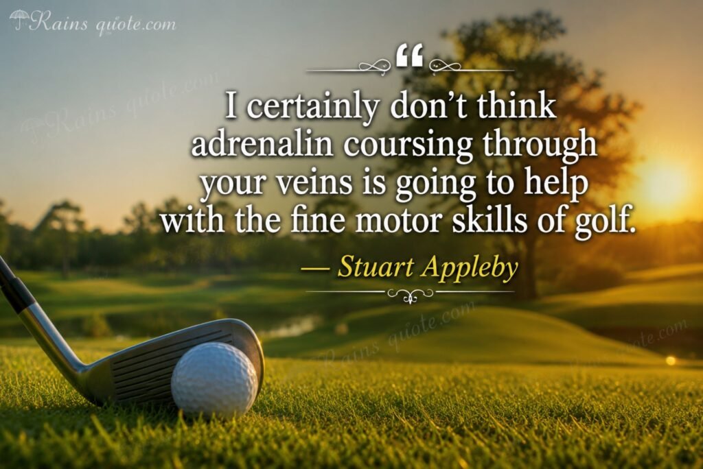 “I certainly don't think adrenalin coursing through your veins is going to help with the fine motor skills of golf.”